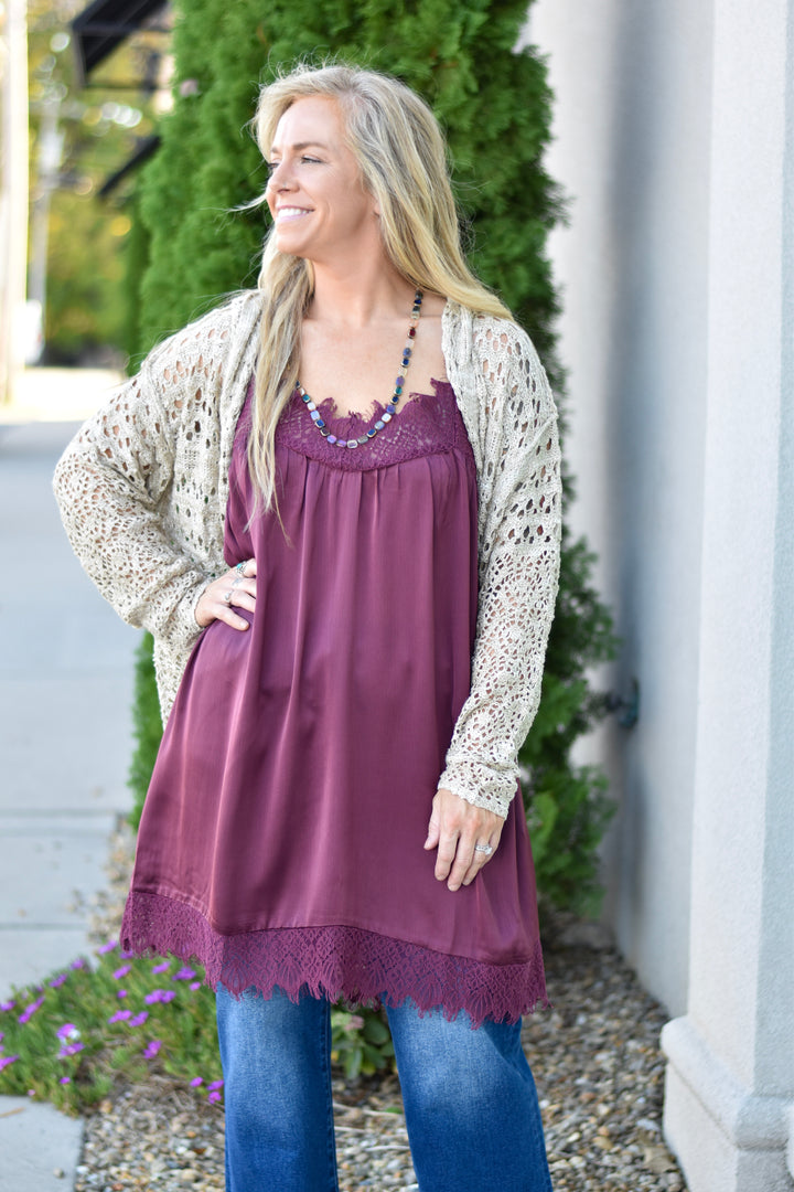 Satin Dreams Lace Hem Slip Dress