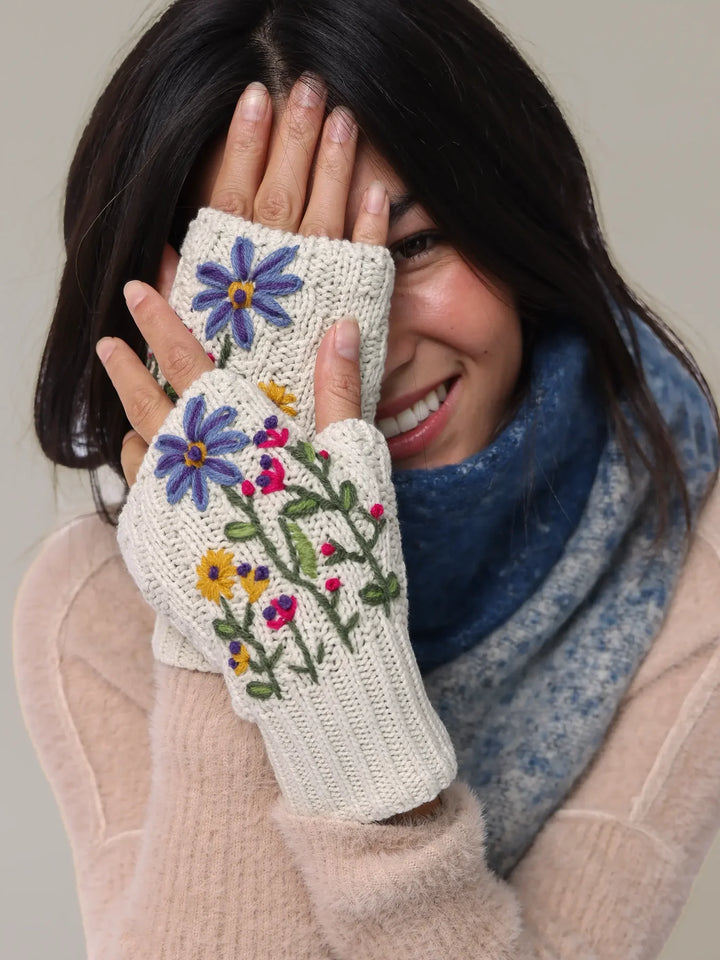 Embroidered Fingerless Gloves