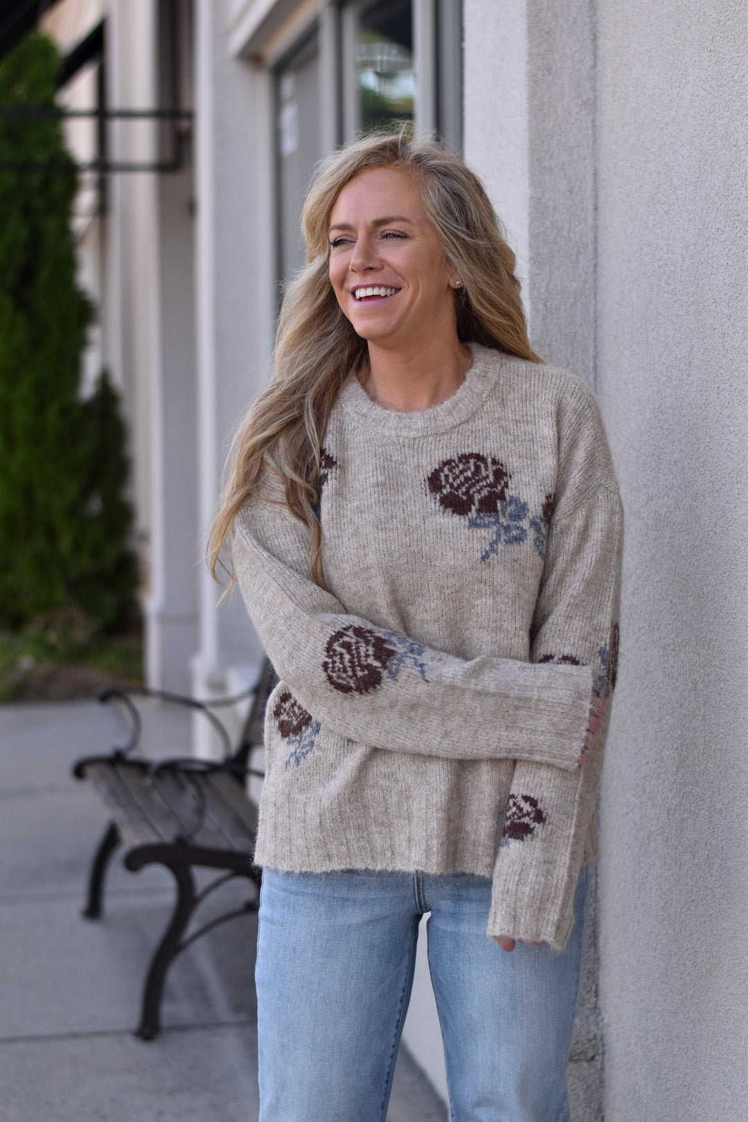 Vintage Rose Floral Sweater