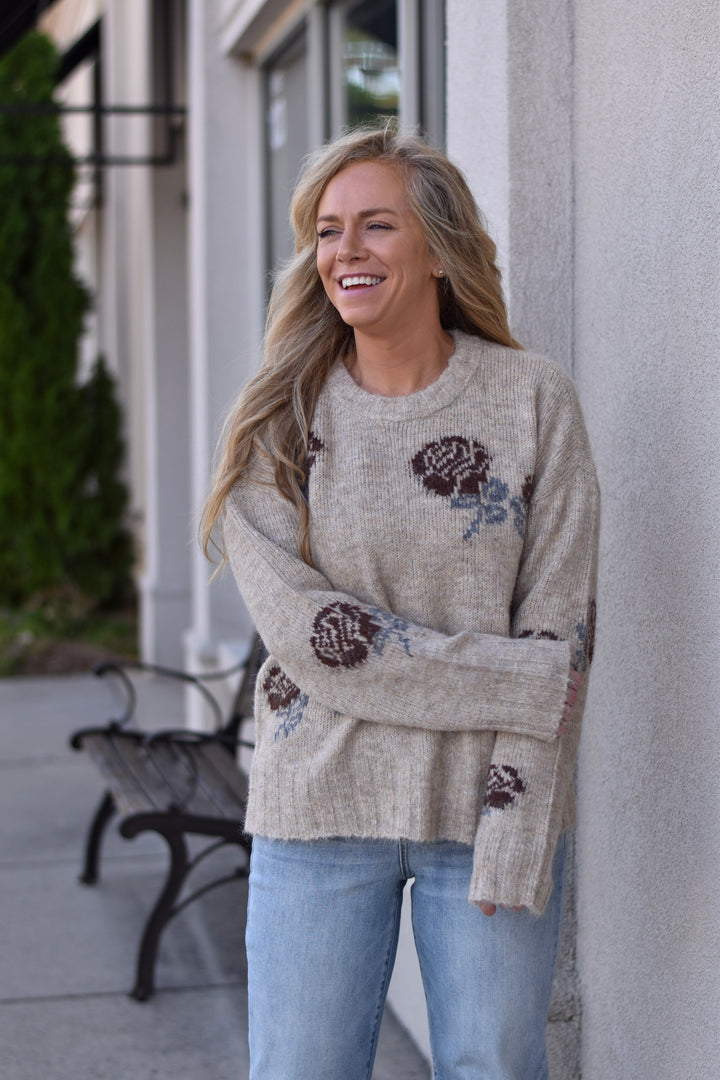 Vintage Rose Floral Sweater