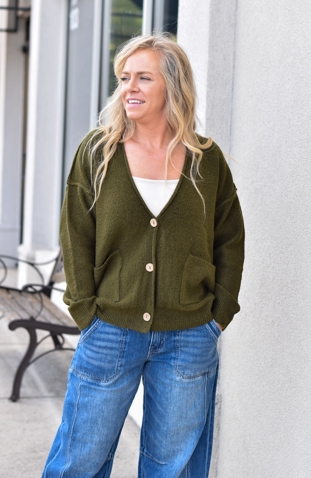 Slouchy Button Front Cardigan