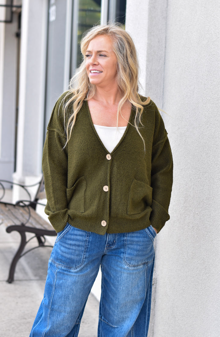Slouchy Button Front Cardigan