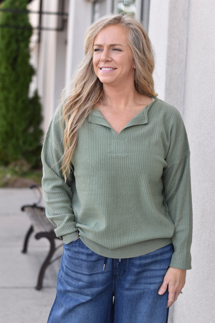Split Neckline Top