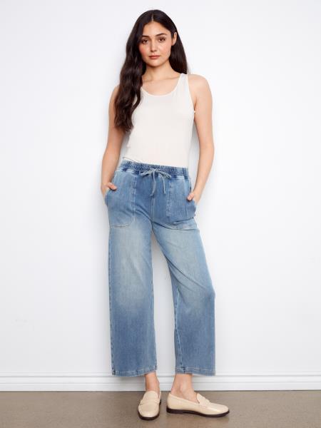 Charlie B Stretch Crop Wide Leg Knit Denim