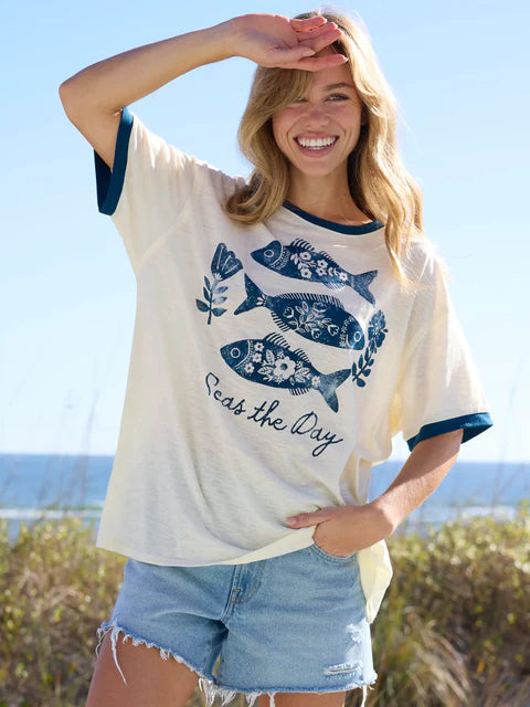 Natural Life Sea's Ringer Oversized Tee Shirt