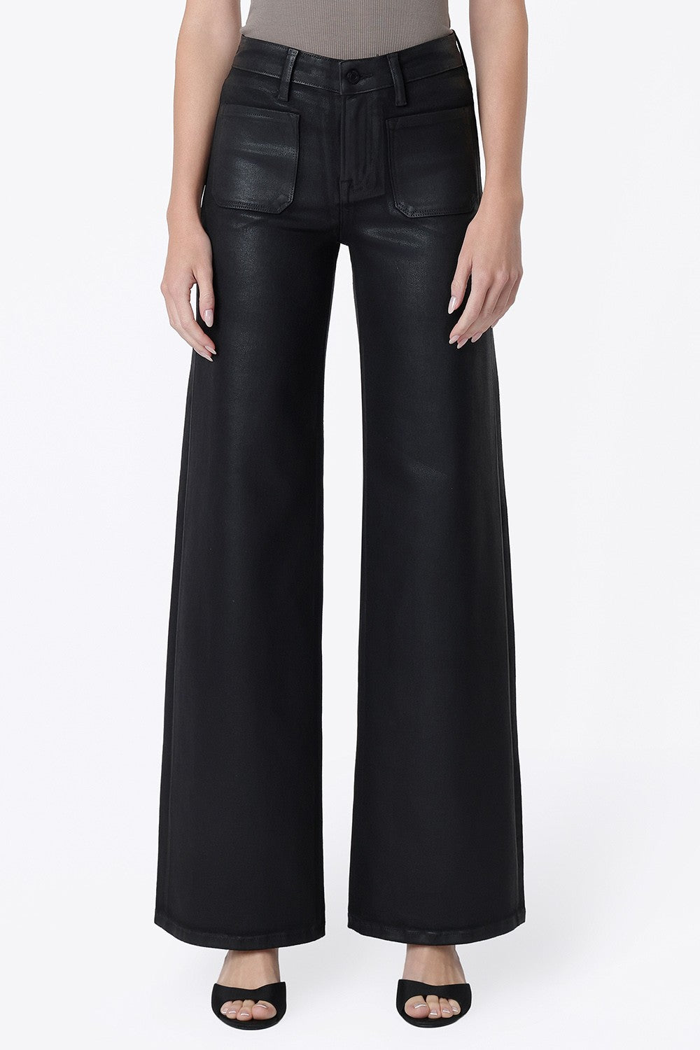 Midnight Chic Coated Wide Leg Jeans