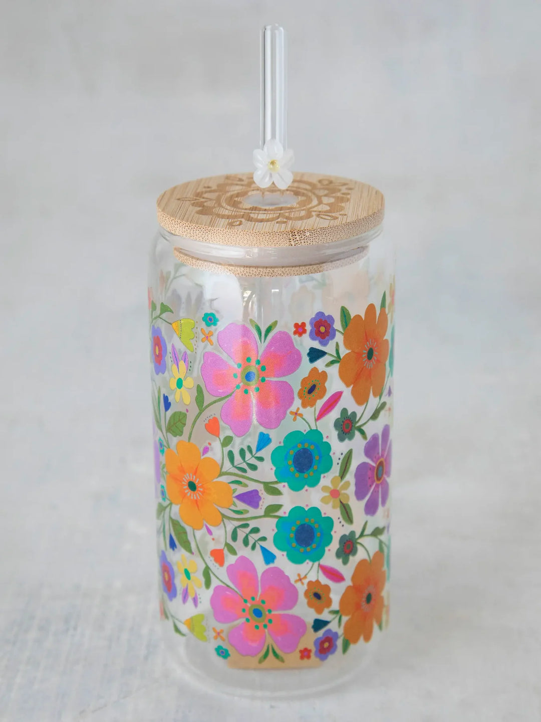 Glass Tumbler With Lid & Straw