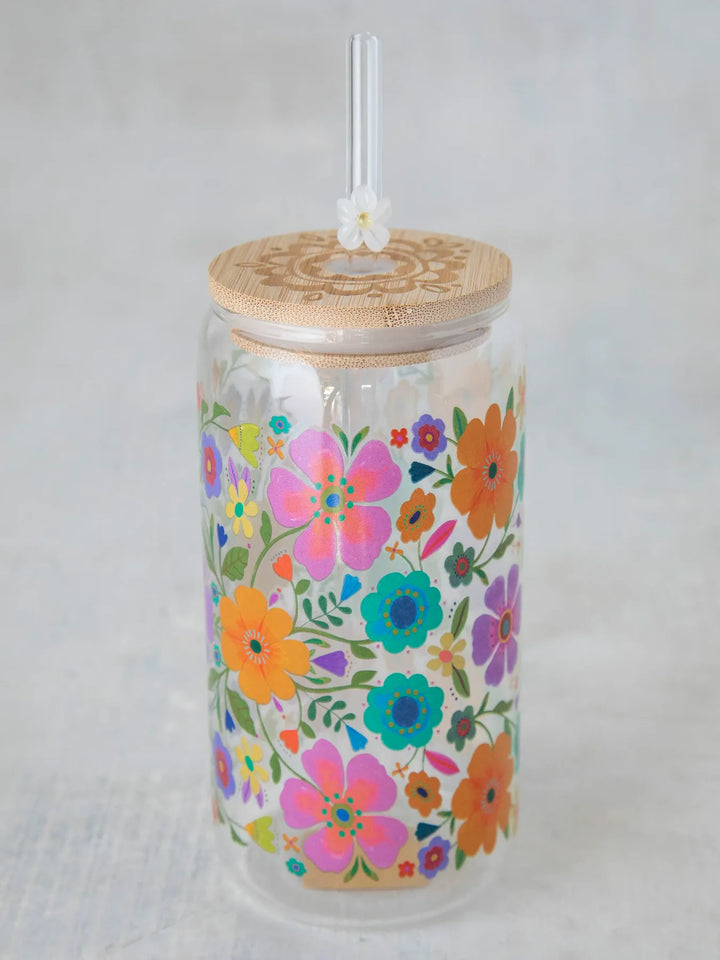 Glass Tumbler With Lid & Straw