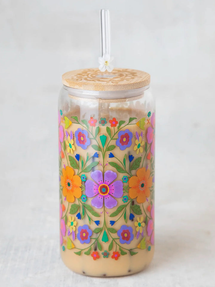 Glass Tumbler With Lid & Straw