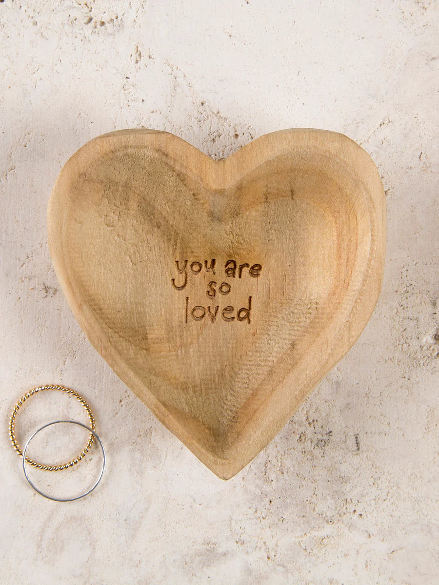 Wooden Heart Trinket Jewelry Dish - You are Loved.