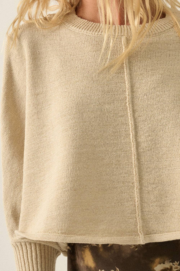 Effortless Dolman-Sleeve Cropped Sweater