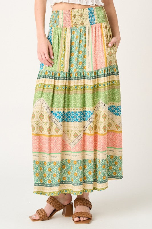 Desert Mosaic Boho Maxi Skirt
