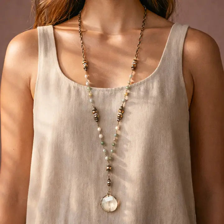Stone & Crystal Link Necklace