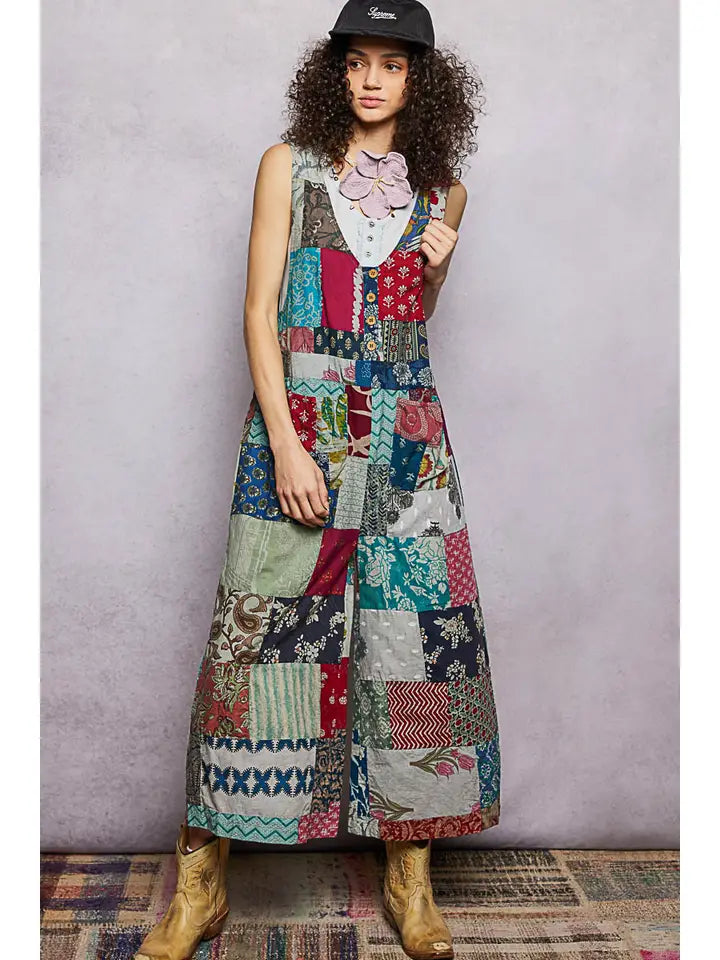 Pol Wander Patchwork Overall Jumpsuit