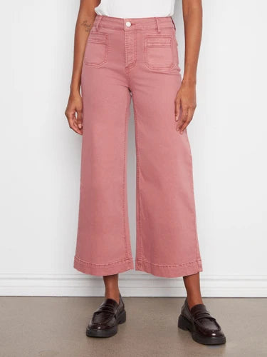Charlie B Rosebud Wide-Leg Crop Pants