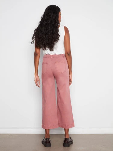 Charlie B Rosebud Wide-Leg Crop Pants
