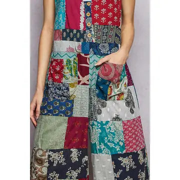 Pol Wander Patchwork Overall Jumpsuit