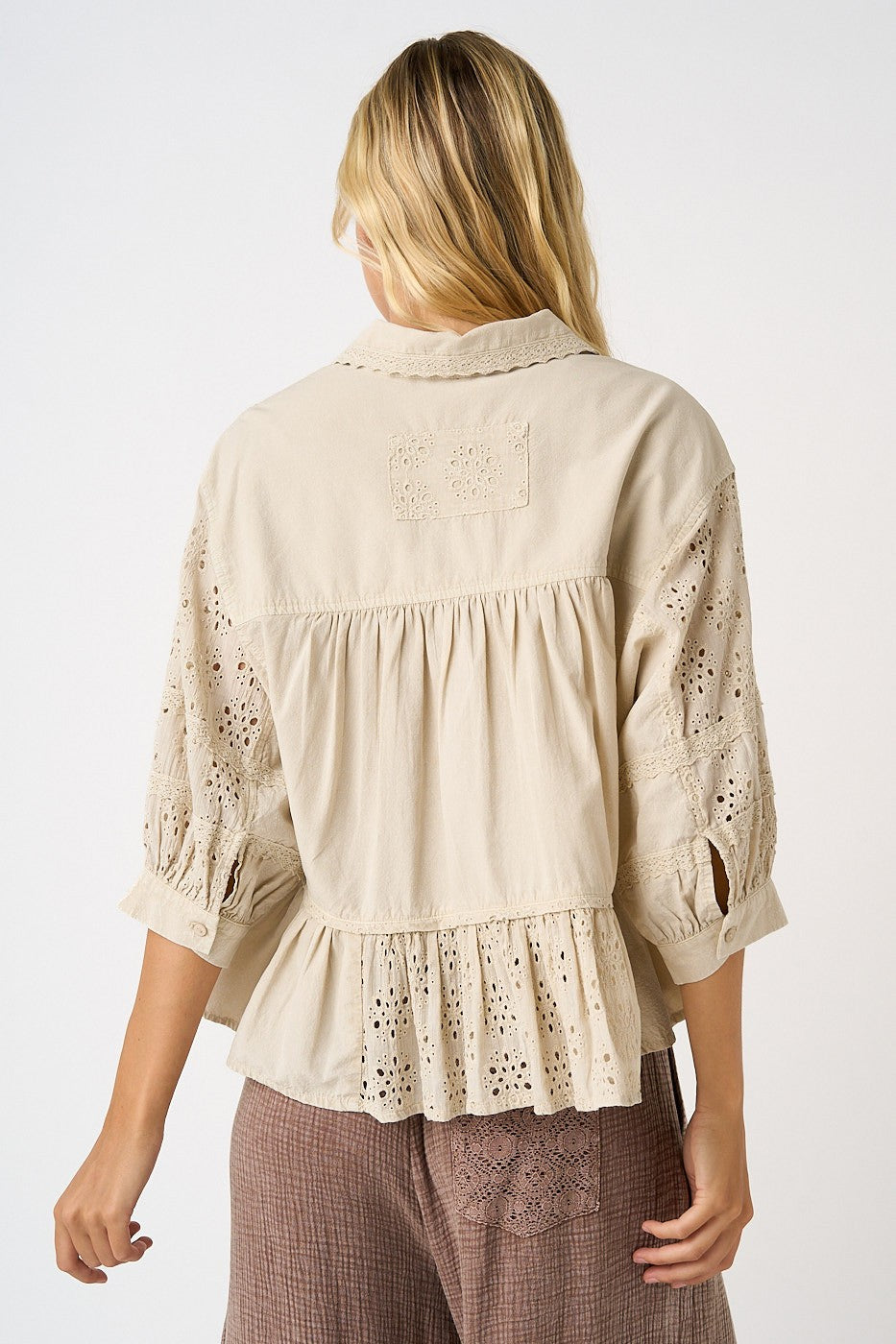 Prairie Lace Eyelet Ruffle Blouse