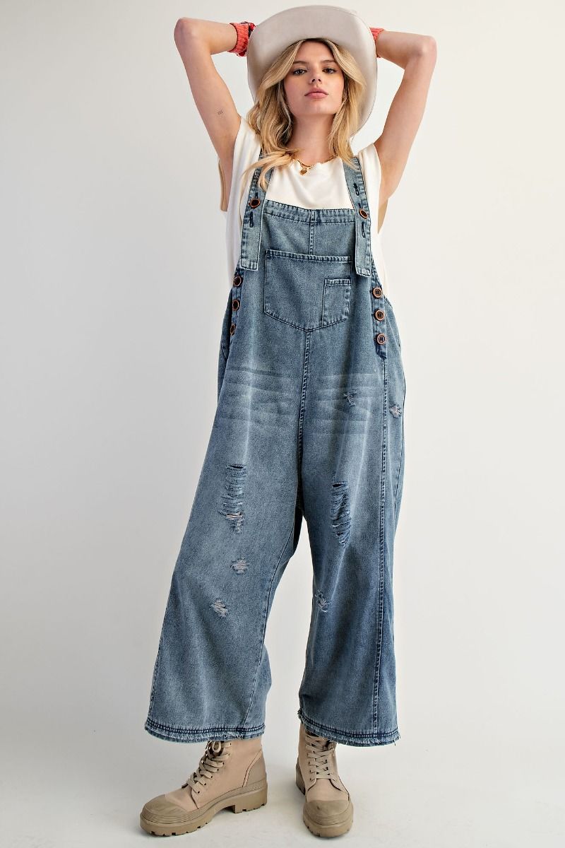 Easel Carefree Denim Overalls