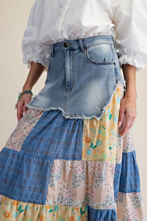 Easel's Wildflower Patch Denim Skirt