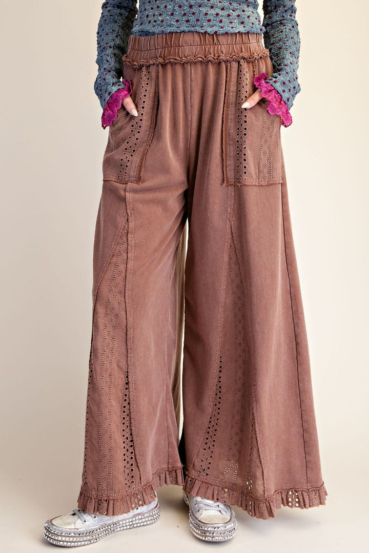 Easel's Fireside Lace Mix Washed Pants