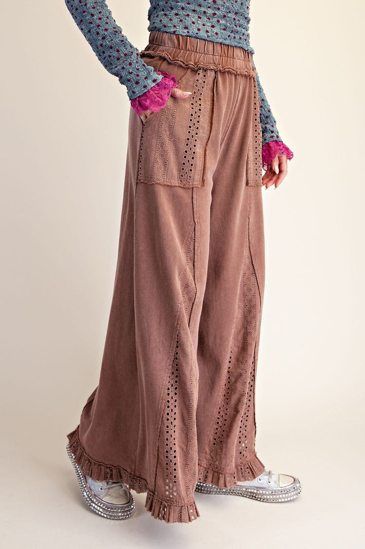 Easel's Fireside Lace Mix Washed Pants