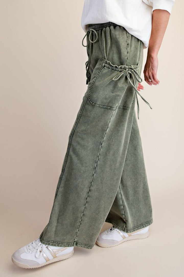 Easel Mineral Washed Cargo Knit Pants