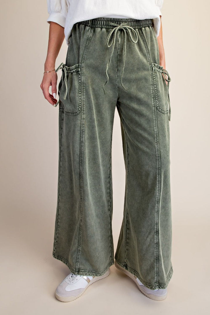 Easel Mineral Washed Cargo Knit Pants