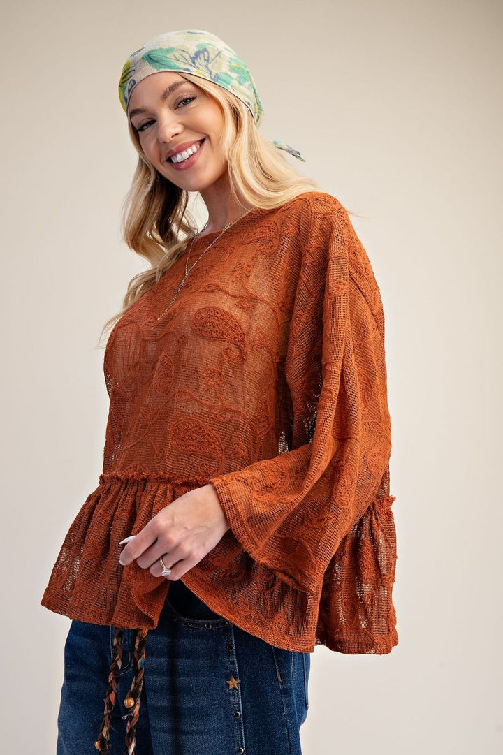 Easel Earthbound Lace Top