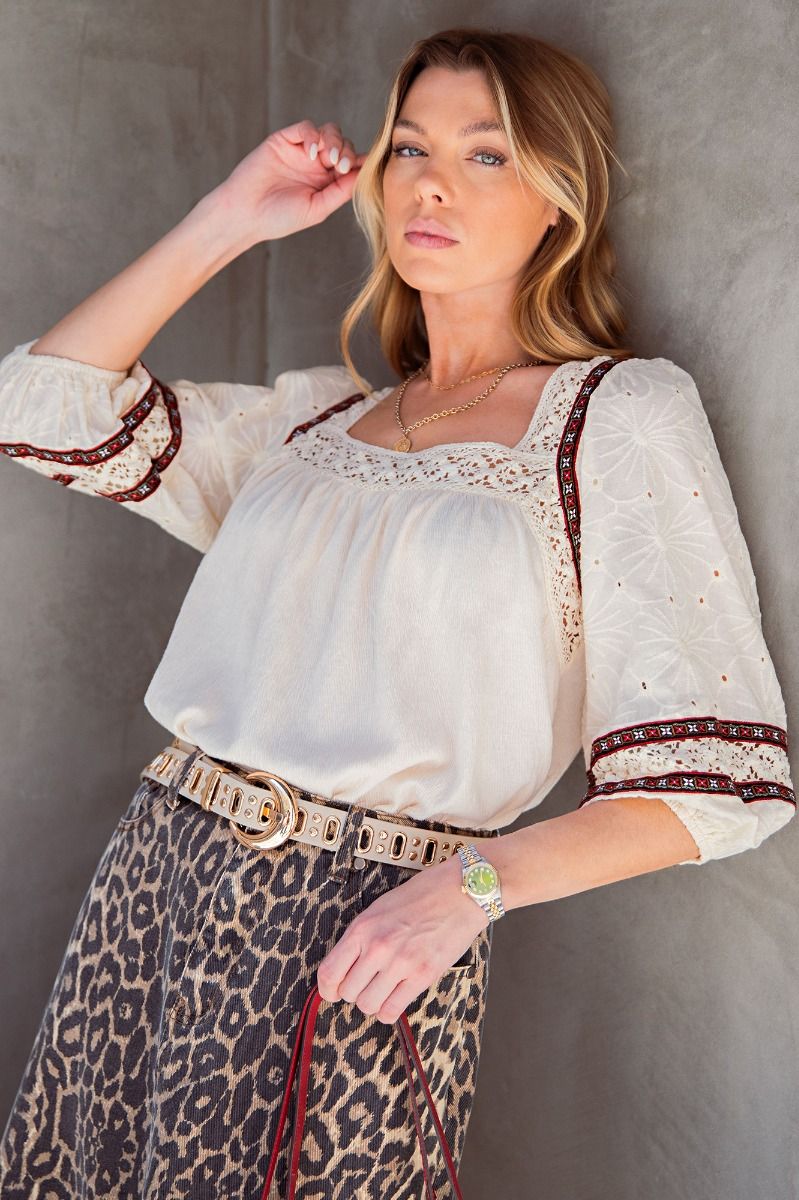 Easel's Gypsy Eyelet Top