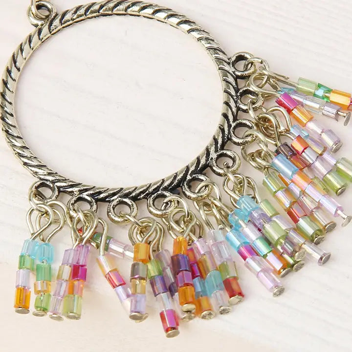 Boho Colorful Beaded Fringe Earrings