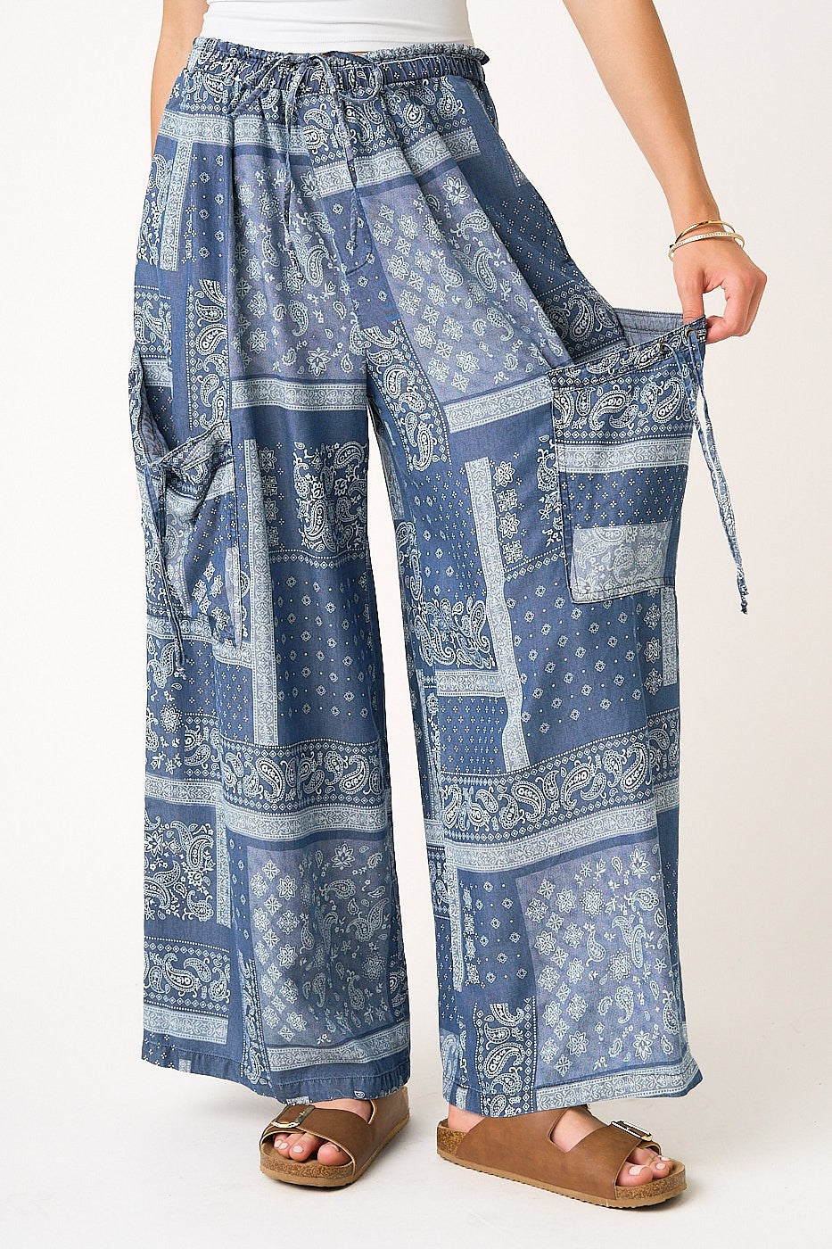 Paisley Tencel Wide Leg Pants