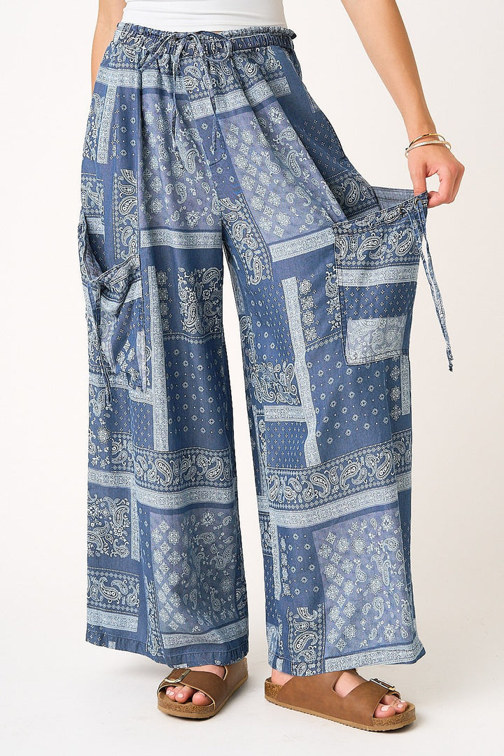 Paisley Tencel Wide Leg Pants