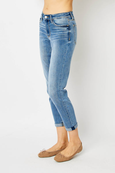Judy Blue Mid-Rise Cuffed Slim Jean