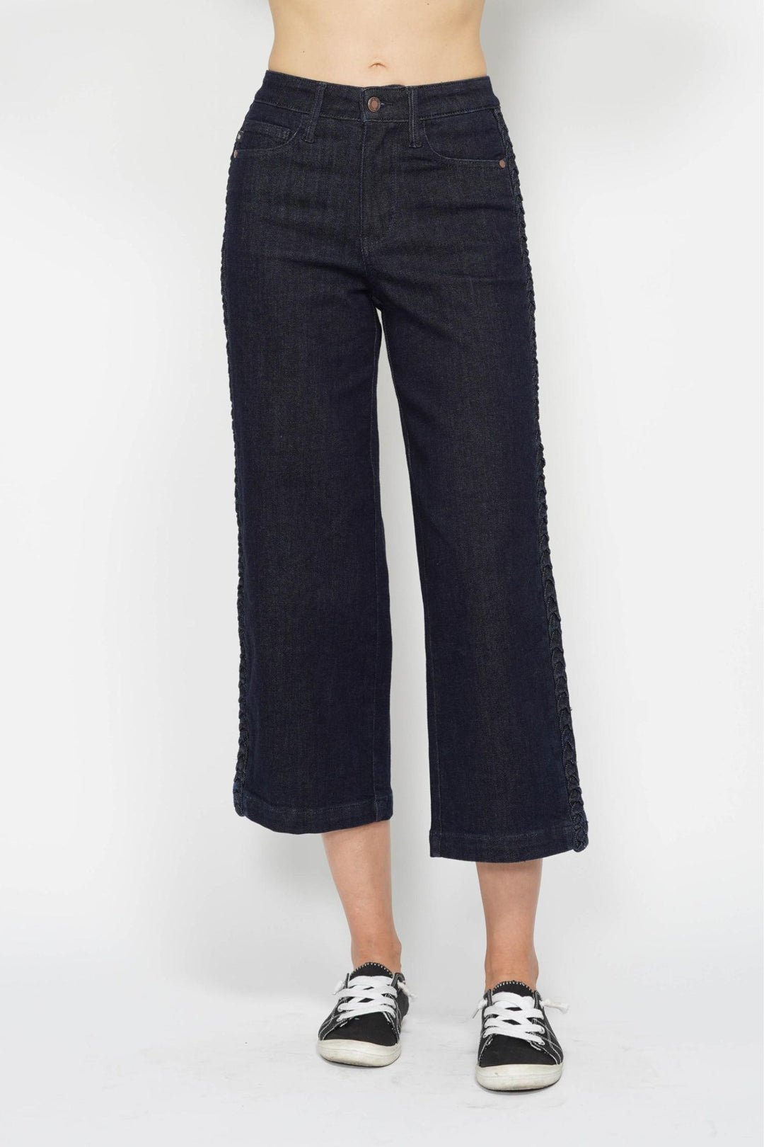 Judy Blue Braid Crop Wide Jean