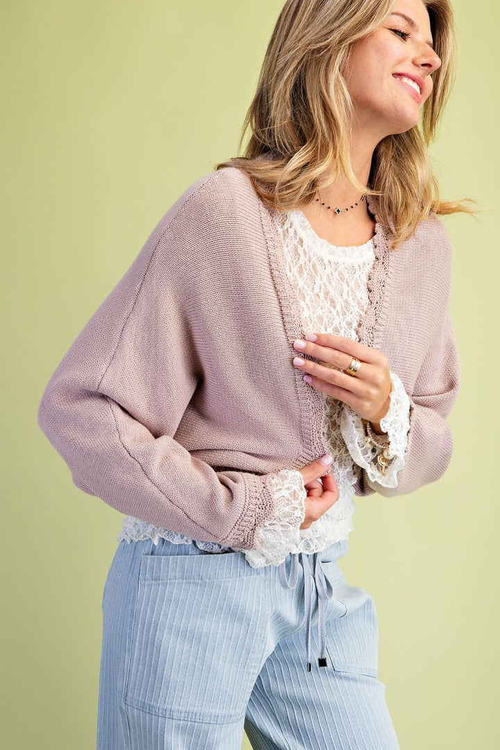Easel's Scallop Dream Crop Sweater Cardigan