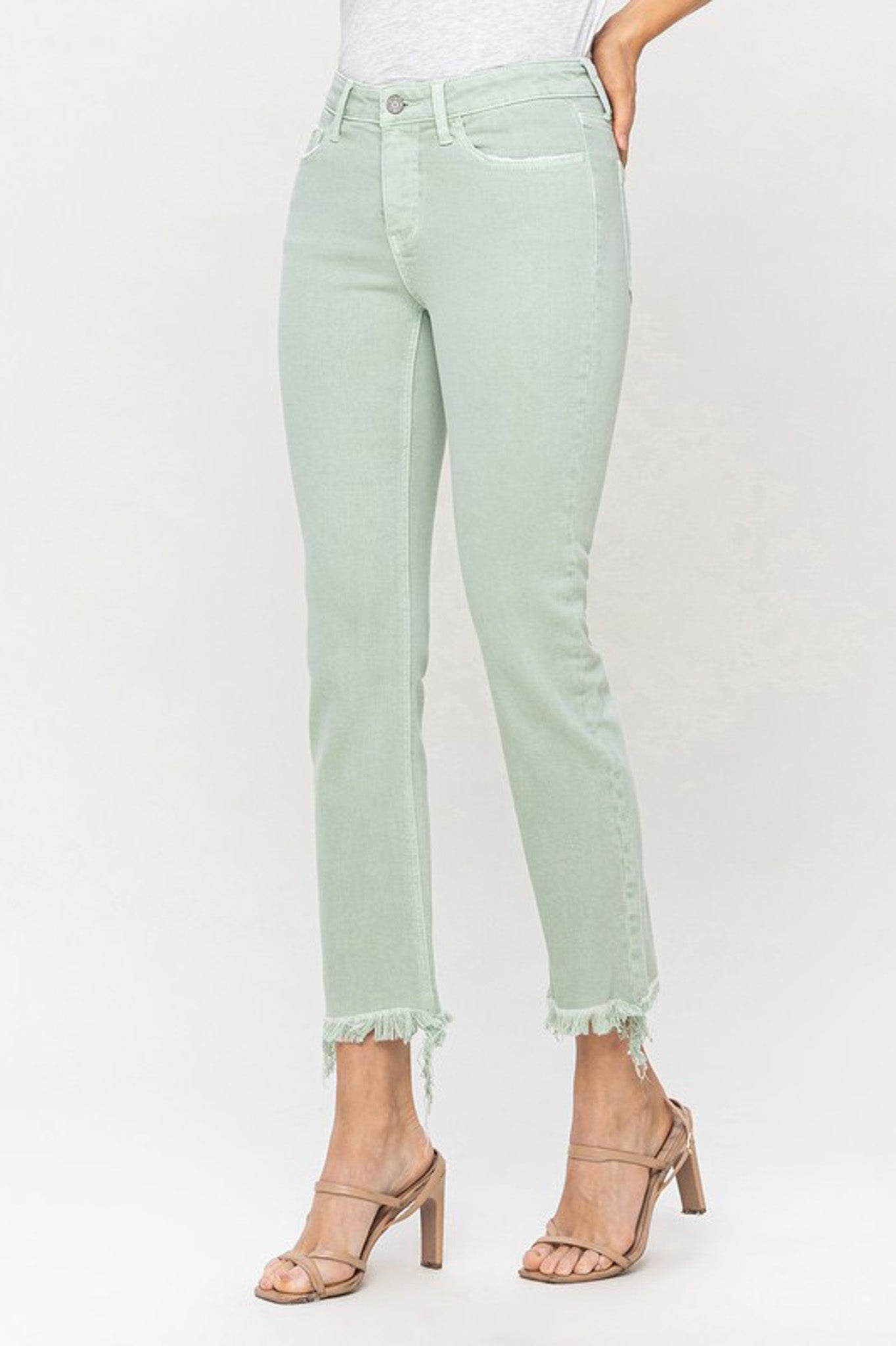 Mint Mid-Rise Slim Straight Jeans by Flying Monkey