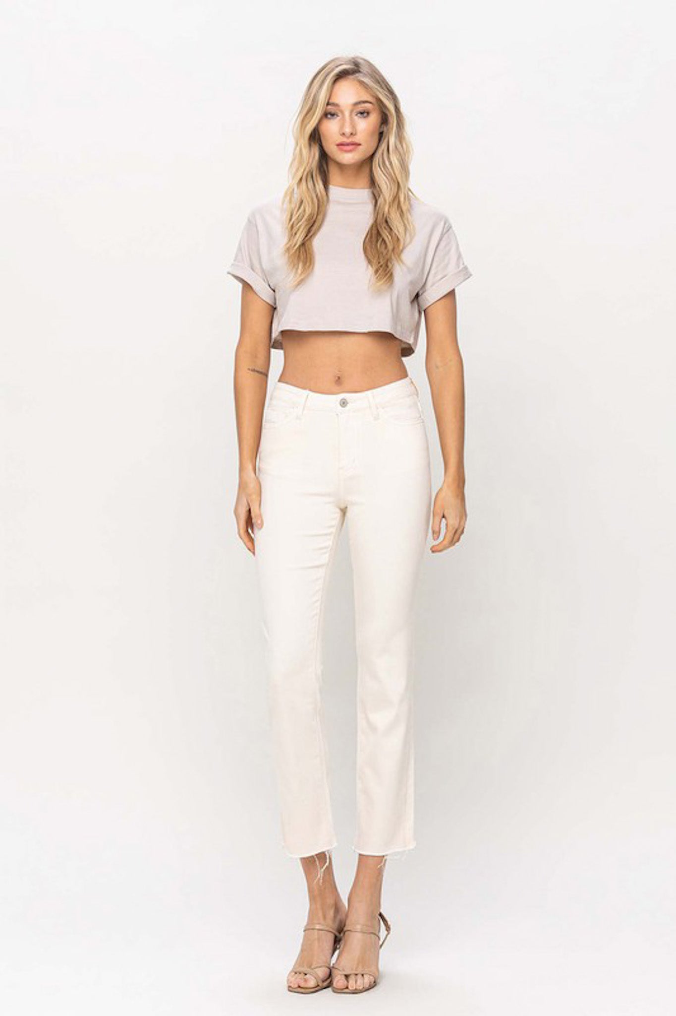 High-Rise Crop Straight Jeans by Flying Monkey