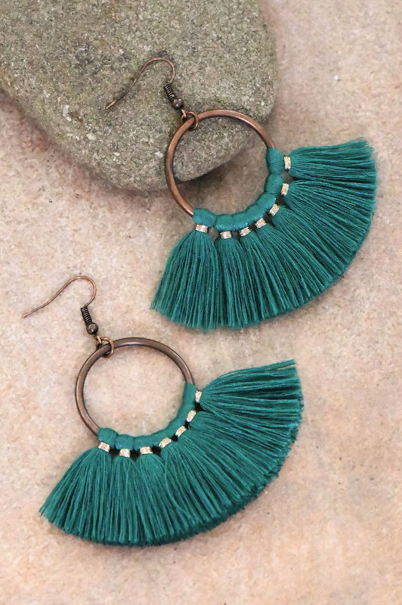 Green Tassel Earrings